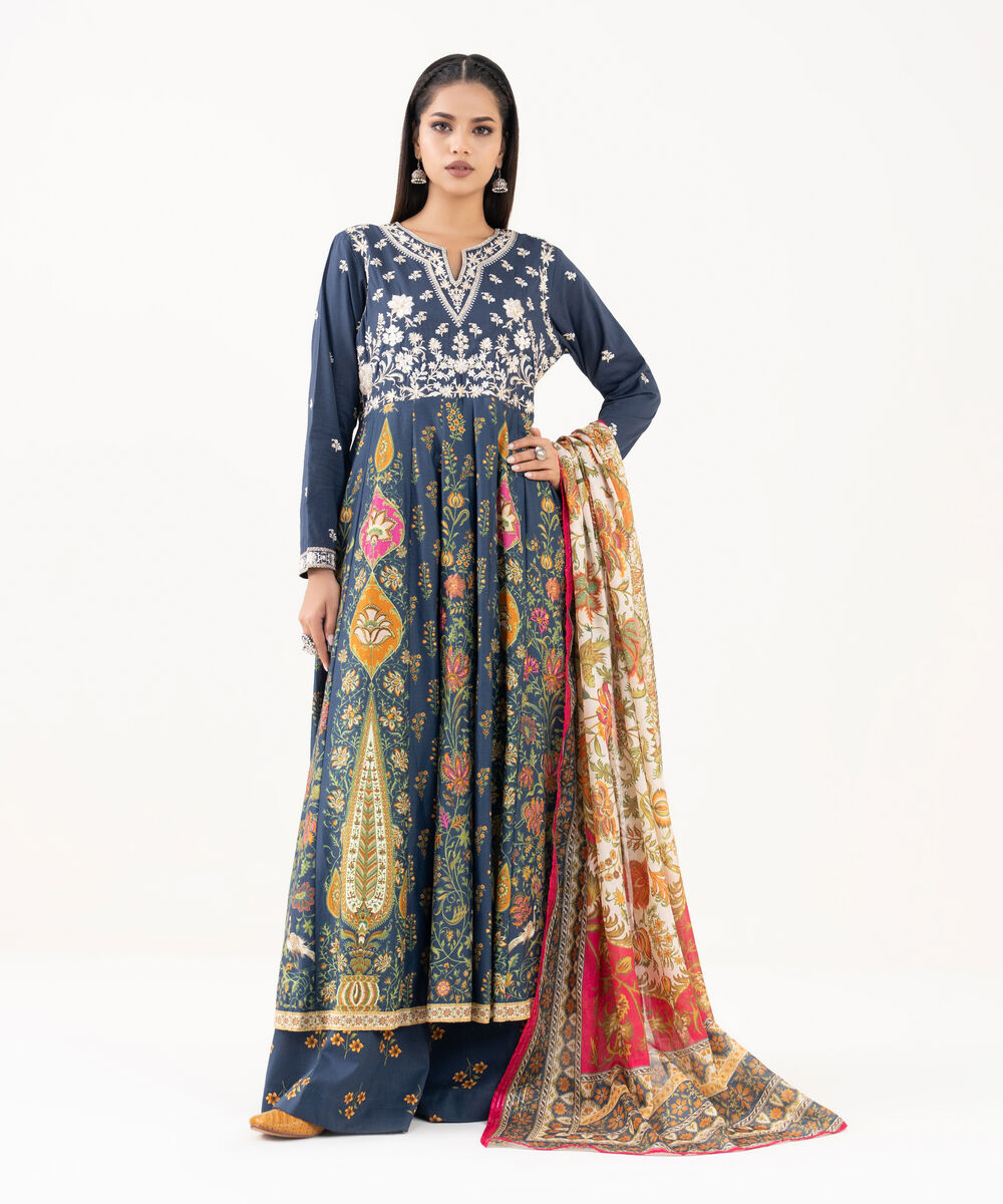 Textured Voile Beige Printed Dupatta
