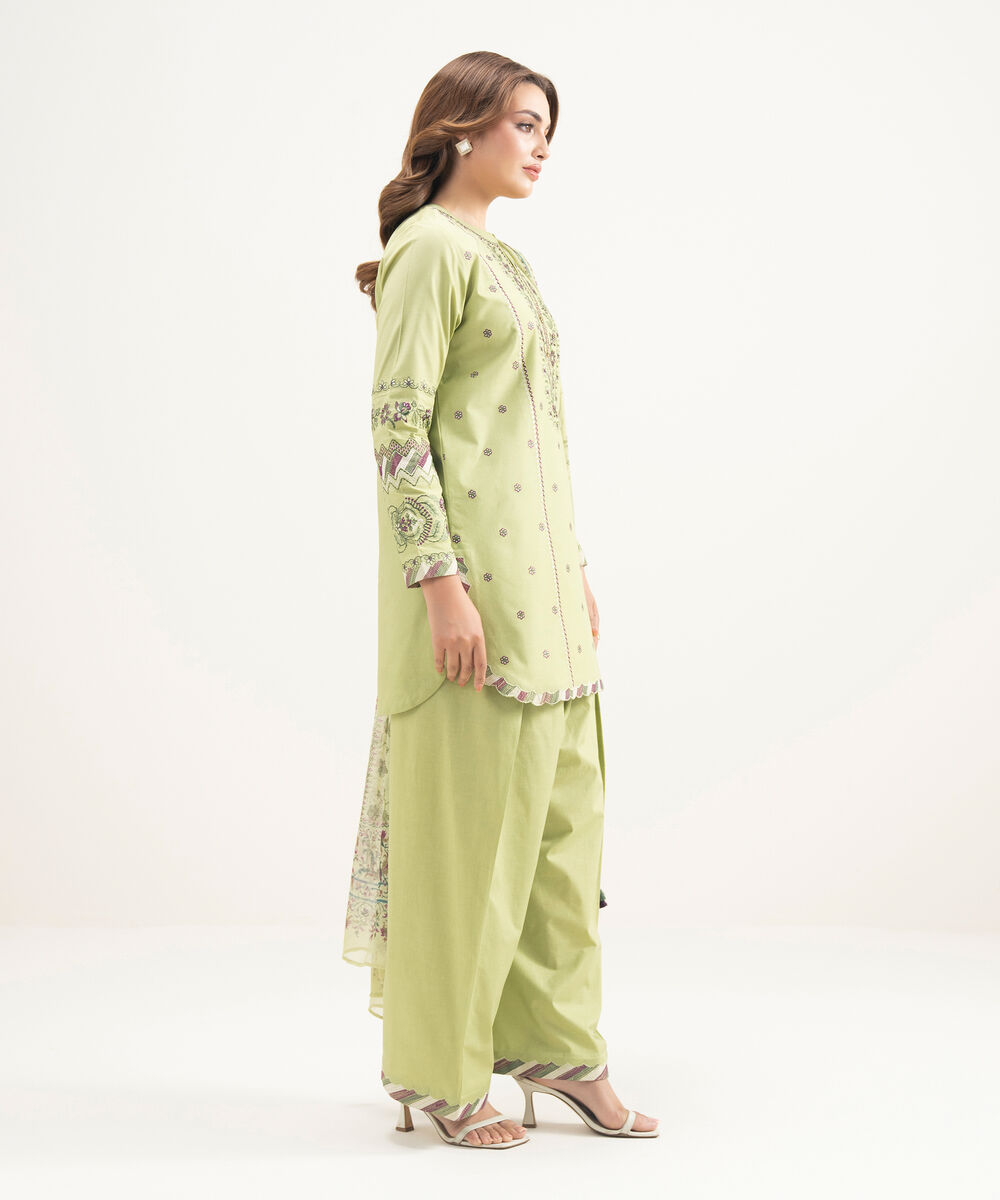 Women's Unstitched Lawn Embroidered Greyish Blue 3 Piece Suit