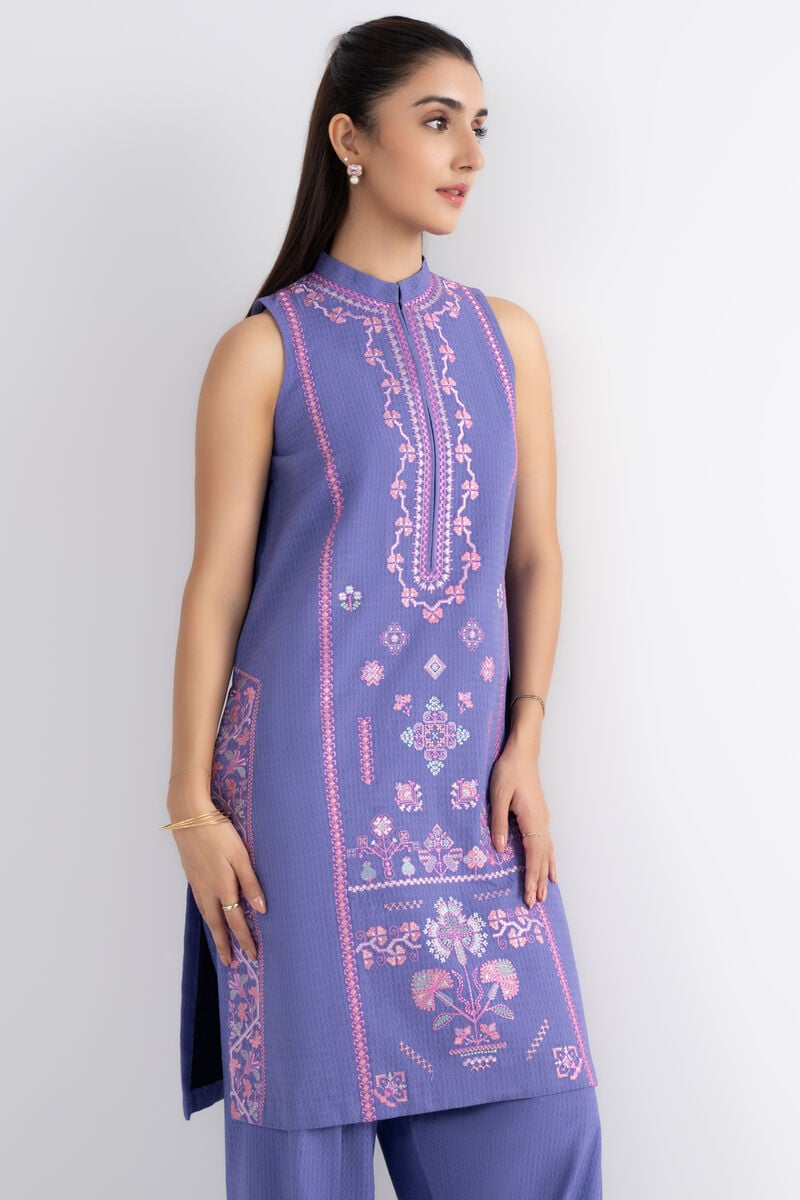 2 Piece - Embroidered Dobby Suit