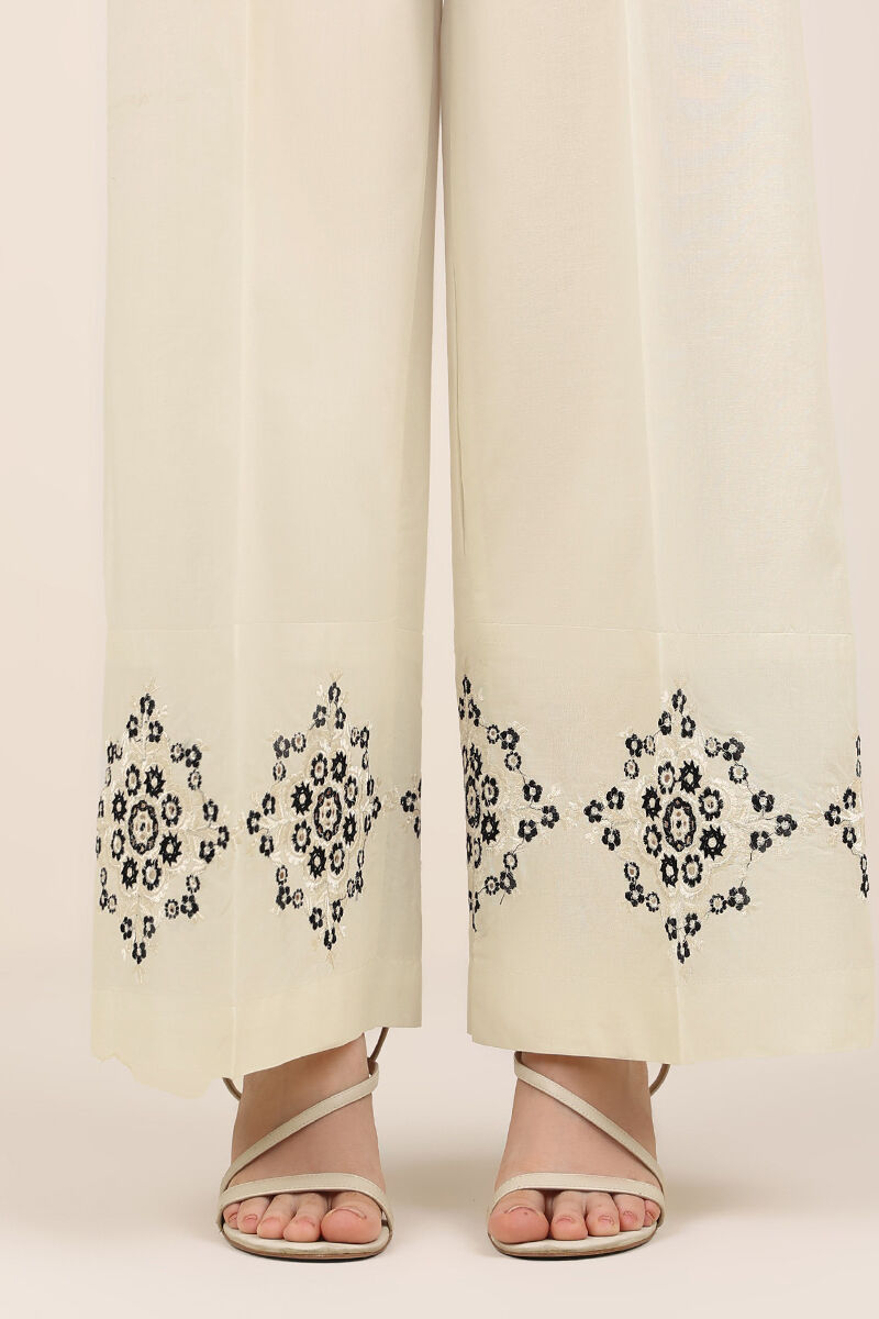 Embroidered Cambric Flared Pants