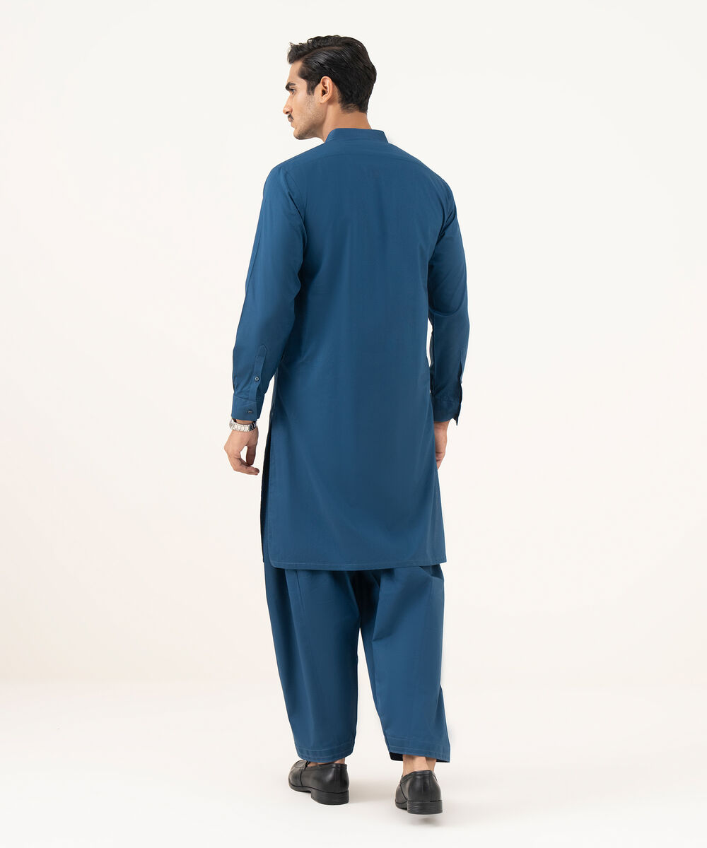 Men's Falak Plain Medium Blue Kurta Shalwar
