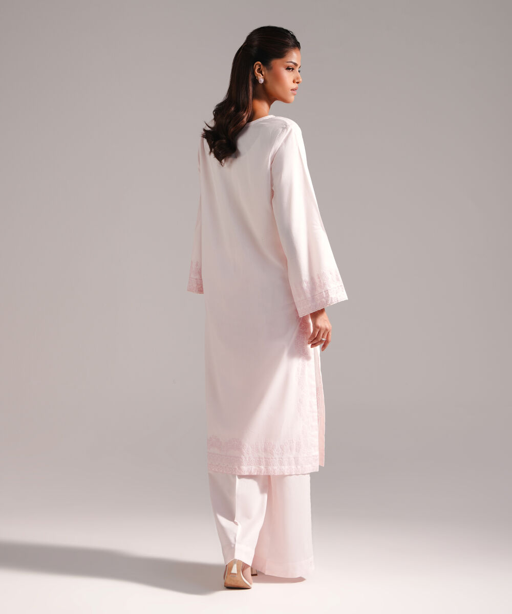 Women's RTW Lawn Printed Pink Straight Shirt