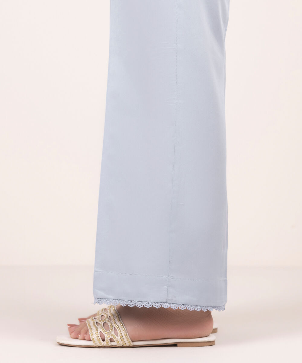 Women's RTW Cambric Solid Purple Straight Pants