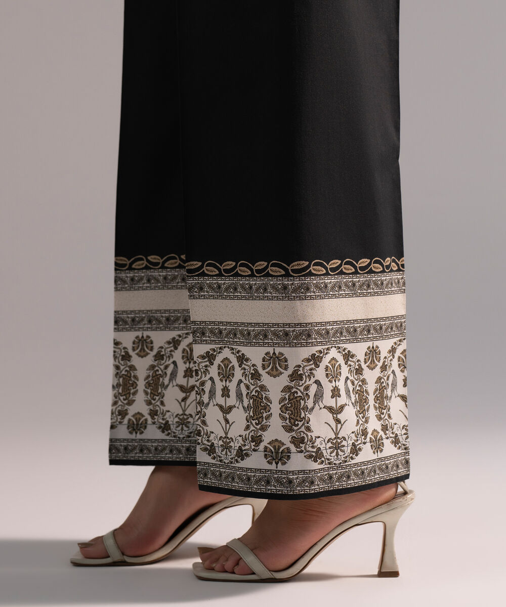 Women's RTW Cambric Printed Black Culottes