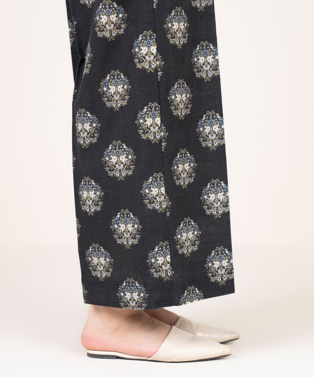 Women's RTW Light Khaddar Printed Black Culottes