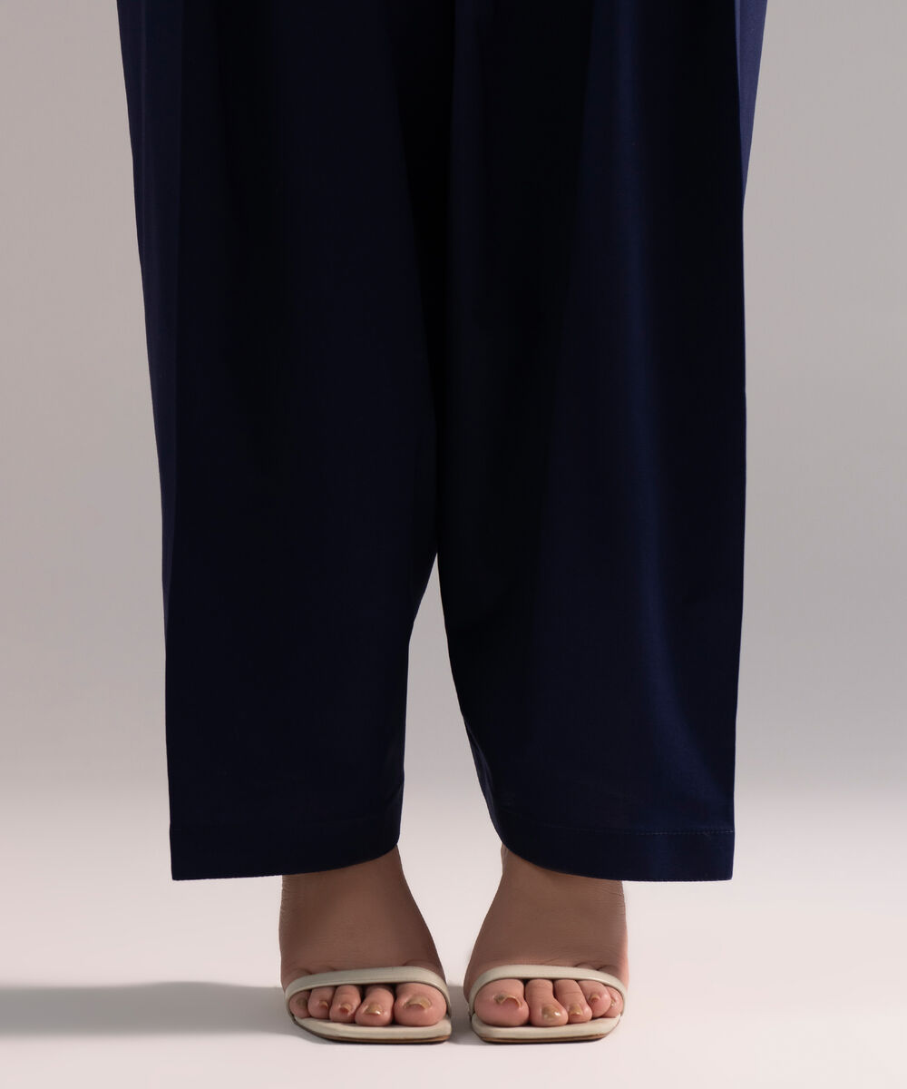 Women's RTW Cambric Solid Blue Shalwar