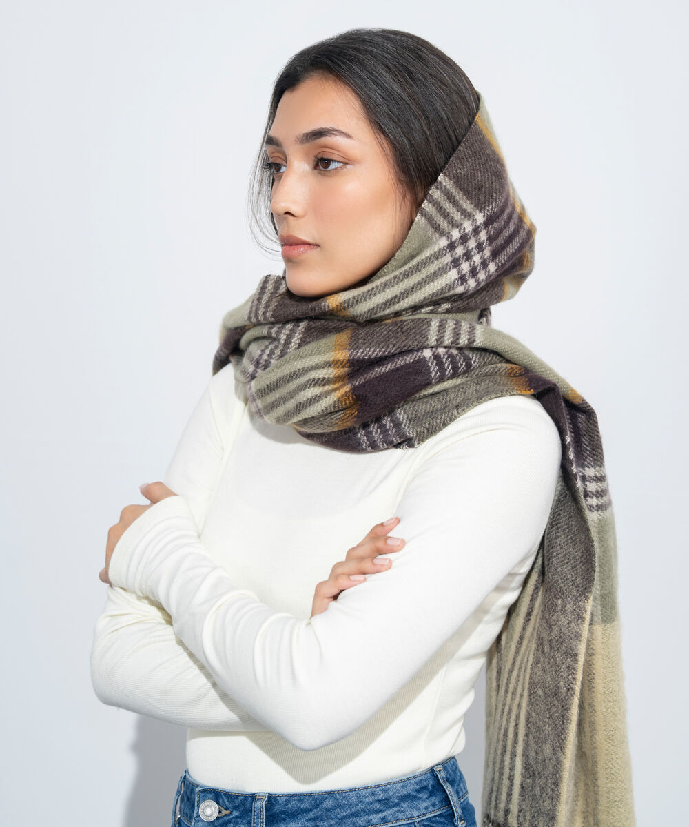 Women's Western Wear Multi Plaid Woollen Scarf