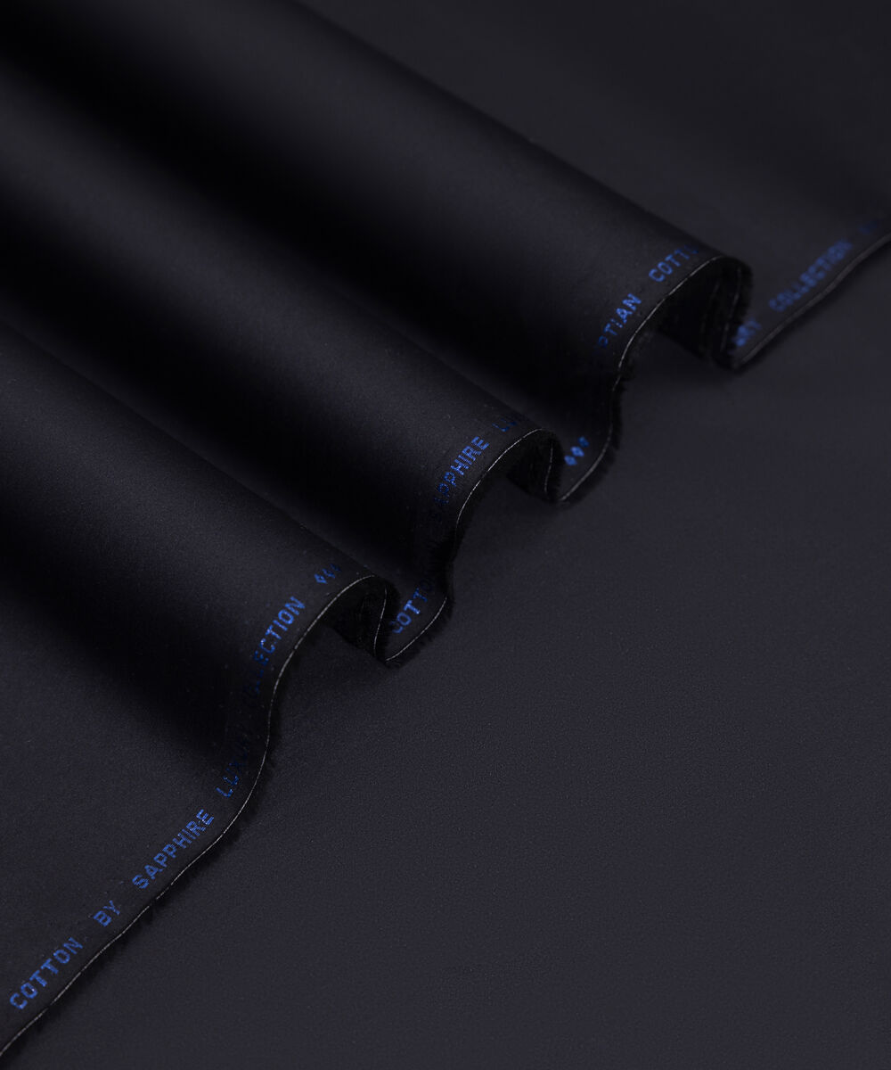 Men's Unstitched 2-Piece Luxury Giza Cotton Black Suit