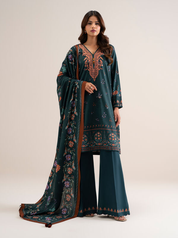 3 Piece - Embroidered Cotton Viscose Suit