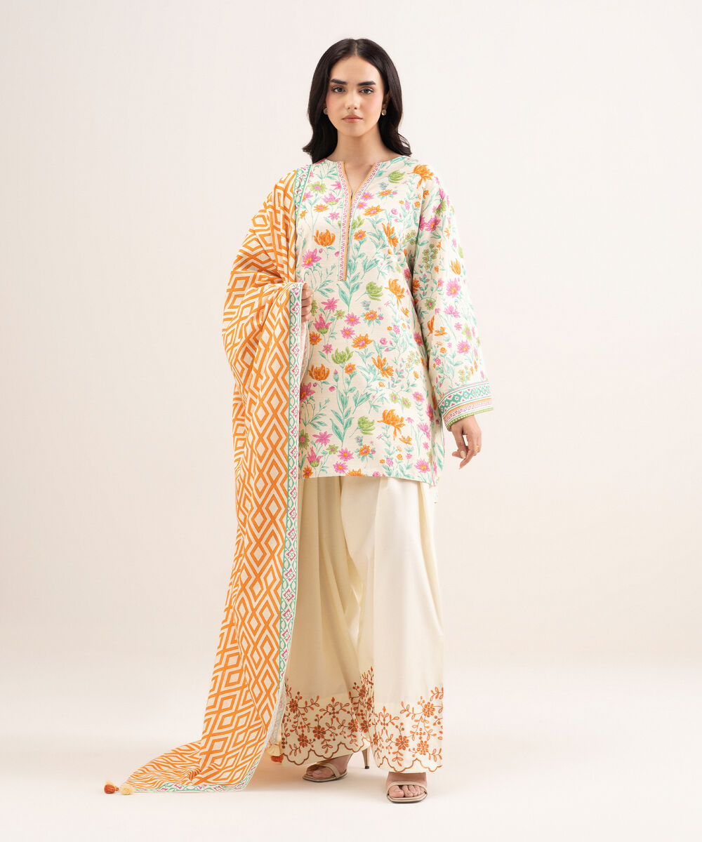 Women's Unstitched Lawn Multi Embroidered 3 Piece Suit