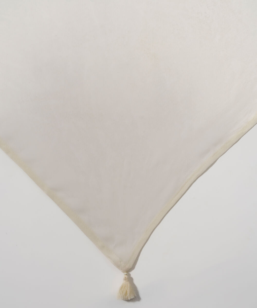 Women's RTW BEmbroidereder Georgette Chiffon Solid Off White Dupatta