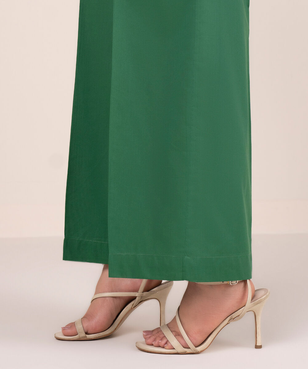 Women's RTW Cotton Viscose Solid Green Culottes