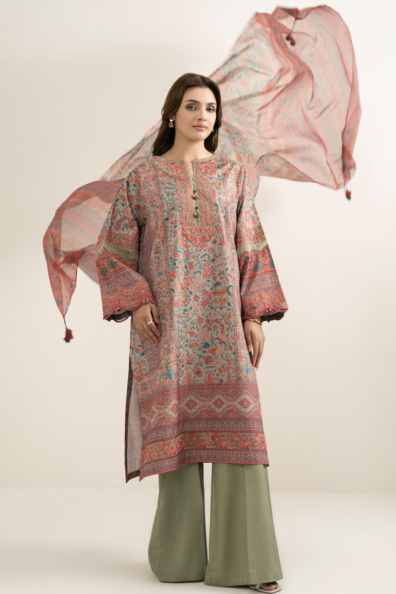 3 Piece - Embroidered Silk Suit
