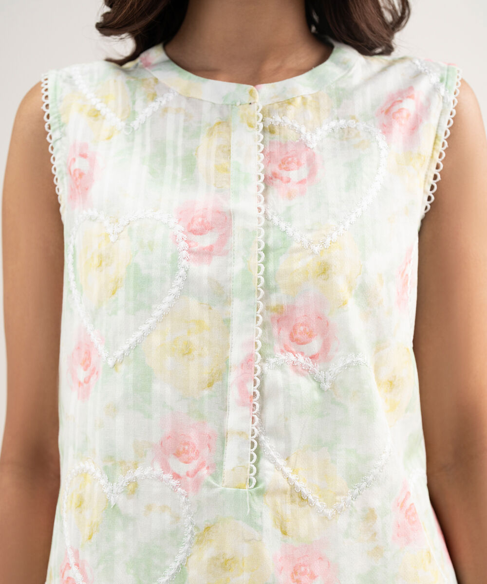 Women's RTW Leno Kara Embroidered White Straight Shirt