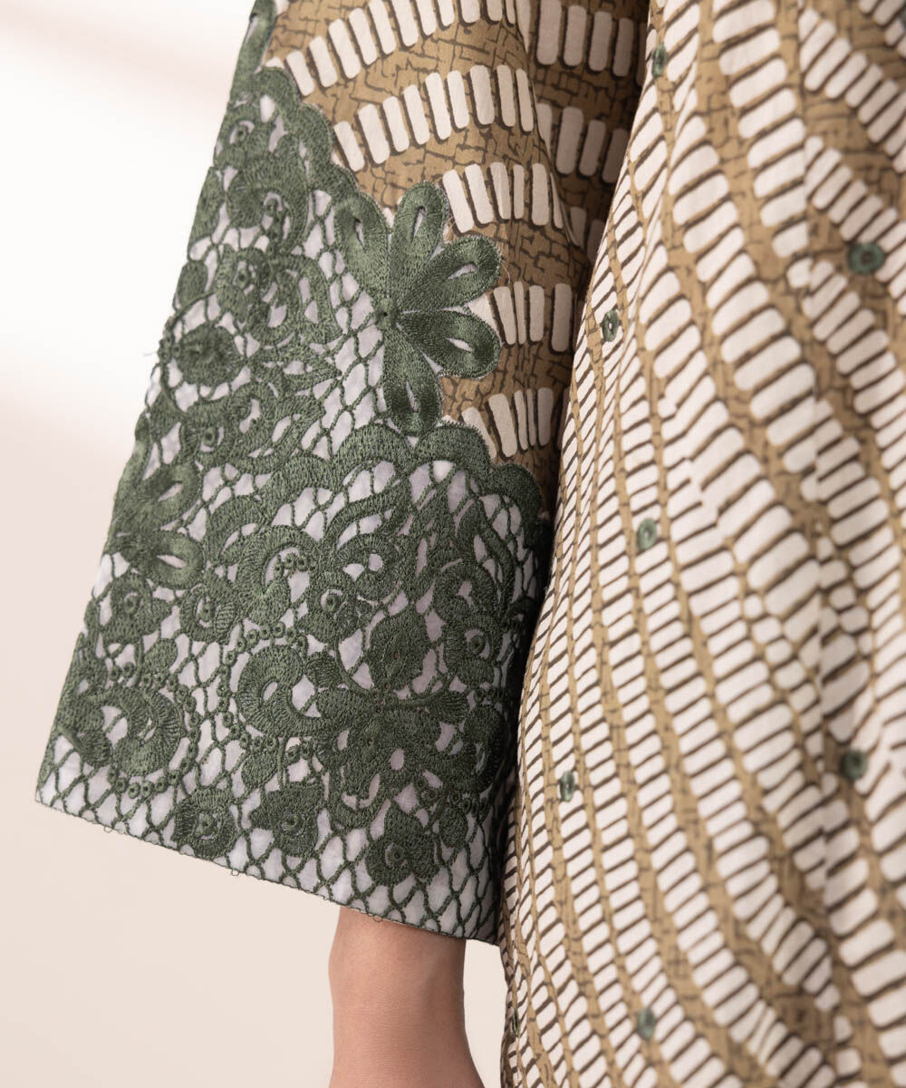 Women's RTW Lawn Multi Embroidered A-Line Shirt