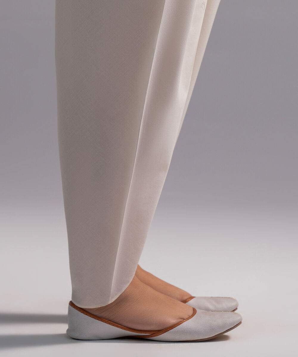 Women's RTW Cambric Solid White Tulip Shalwar