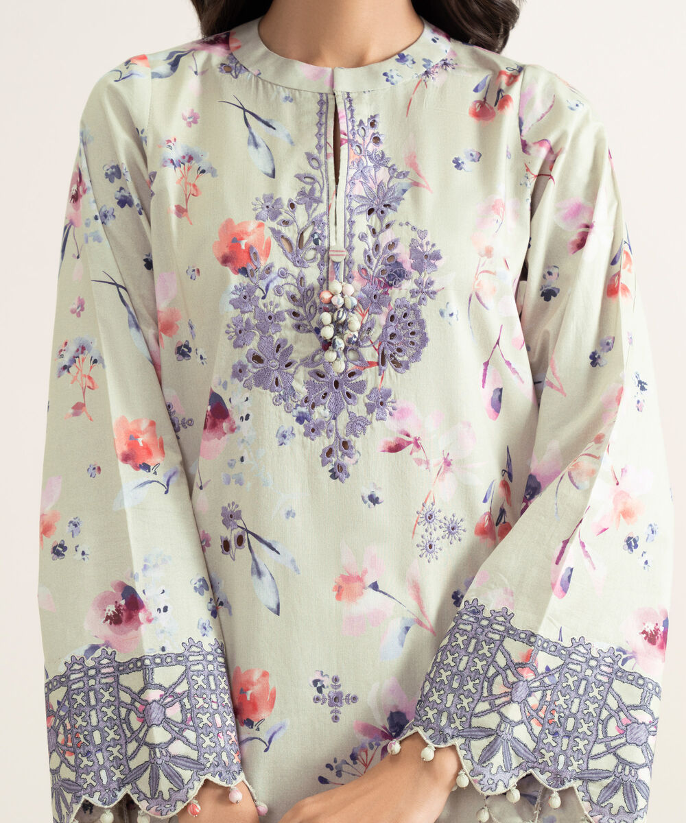 Women's Unstitched Lawn Embroidered Multi 3 Piece Suit