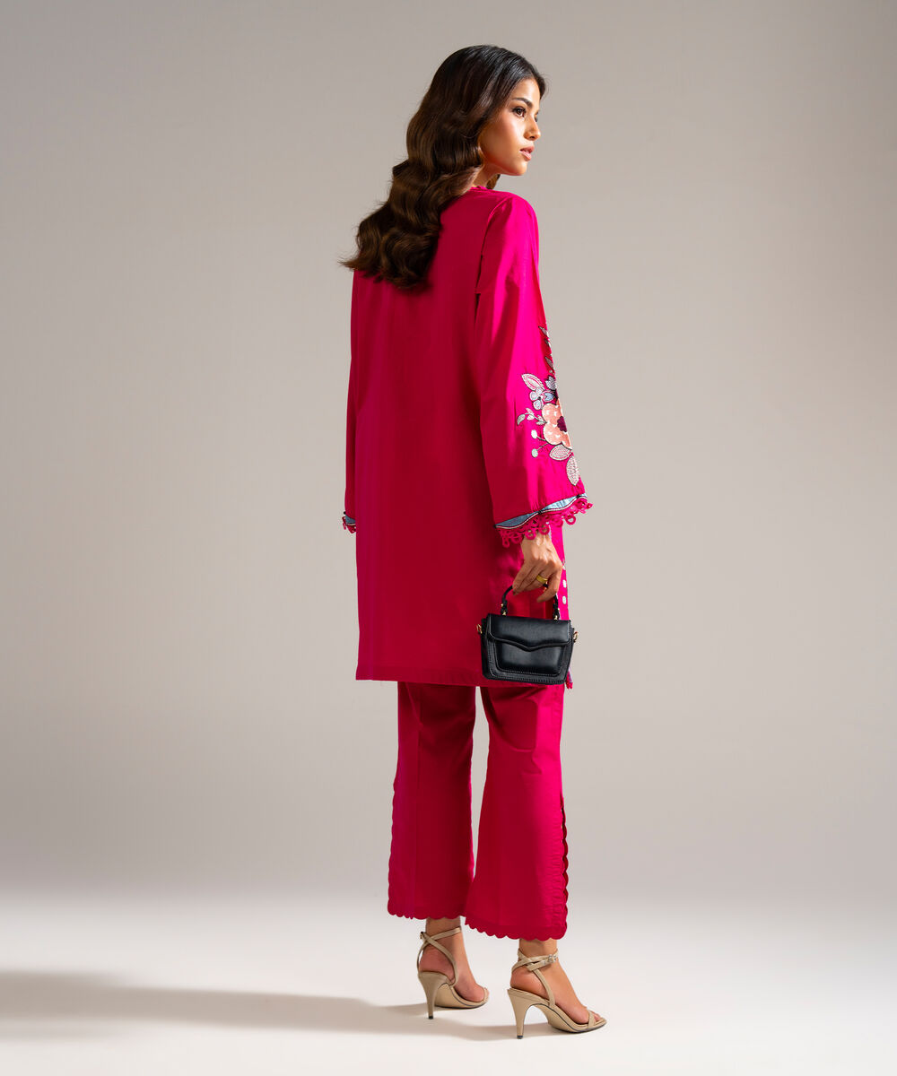 Women's RTW Lawn Embroidered Pink 2 Piece Suit