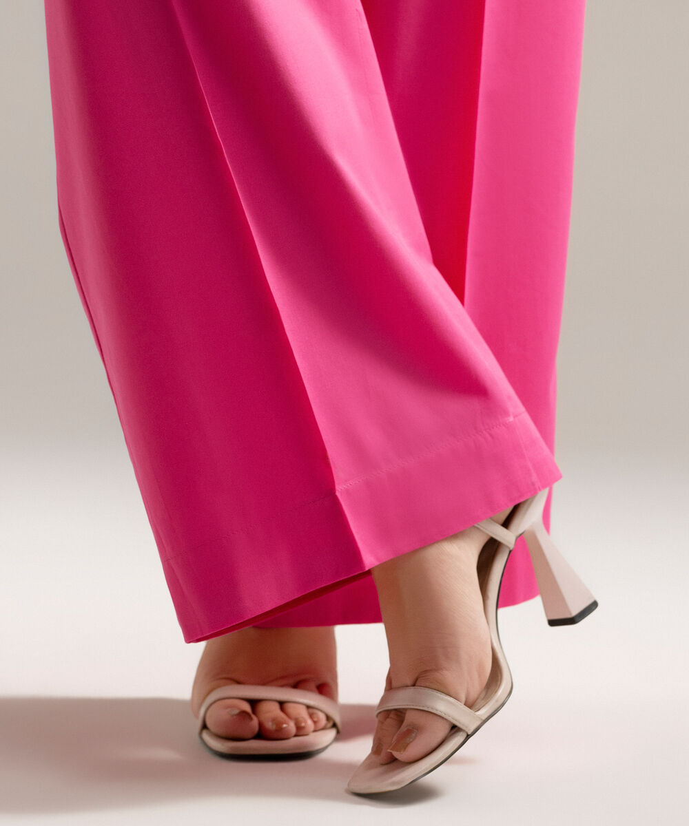 Women's RTW Cambric Solid Pink Culottes