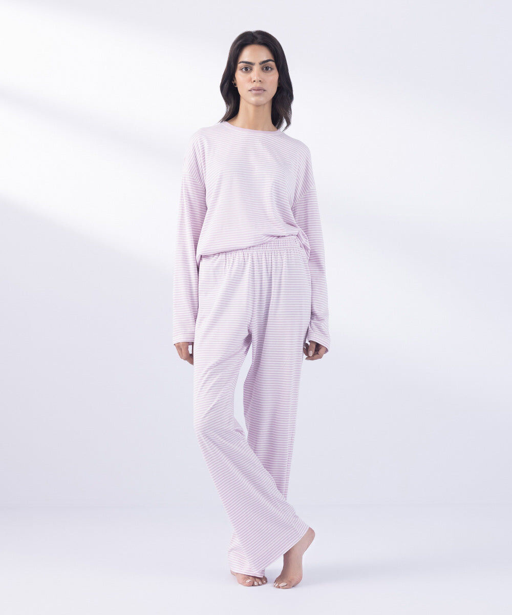 Woman - Pink And White Versa Striped Pajamas