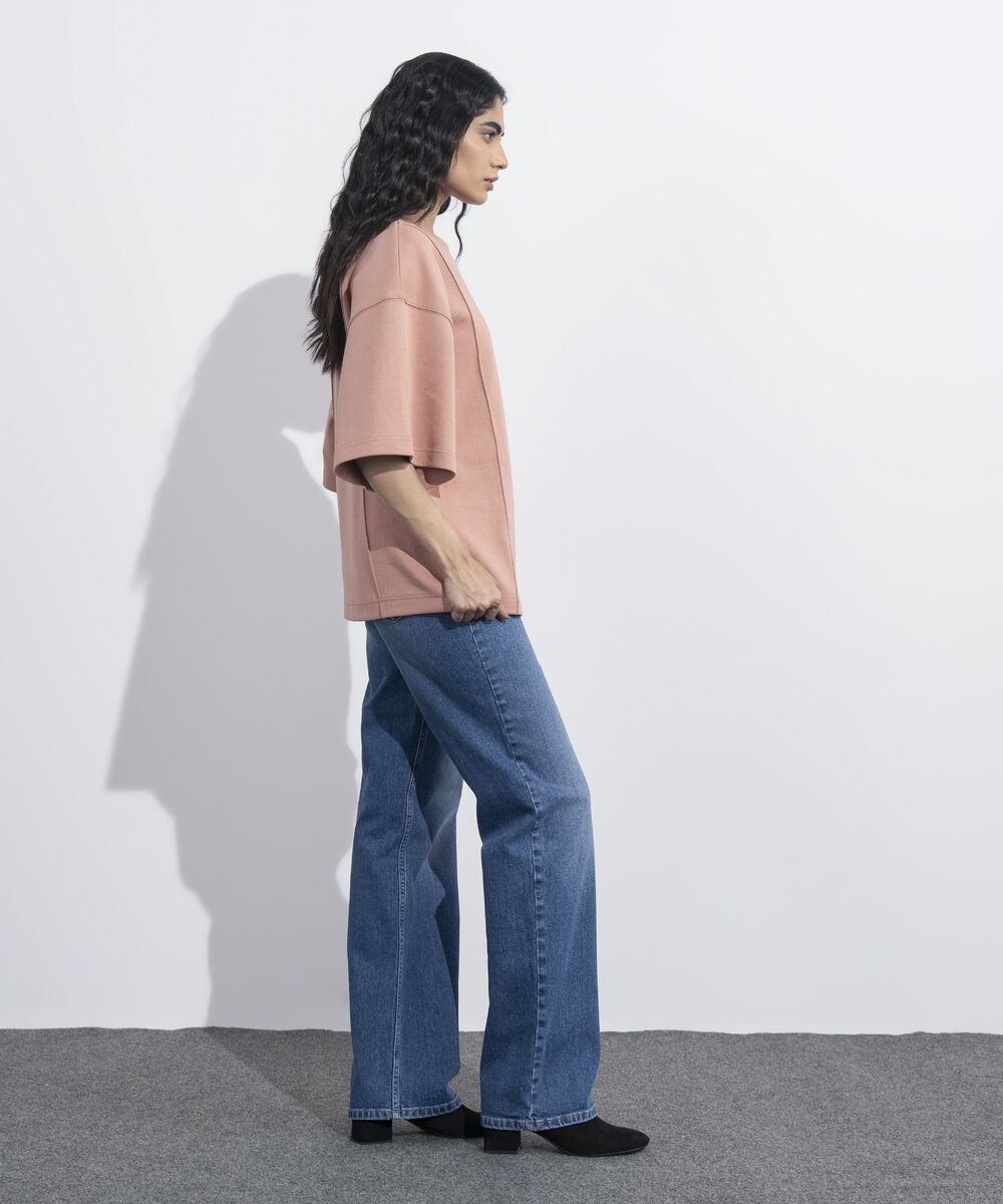 Women's Western Wear Pink Loose Fit Jersey T-Shirt