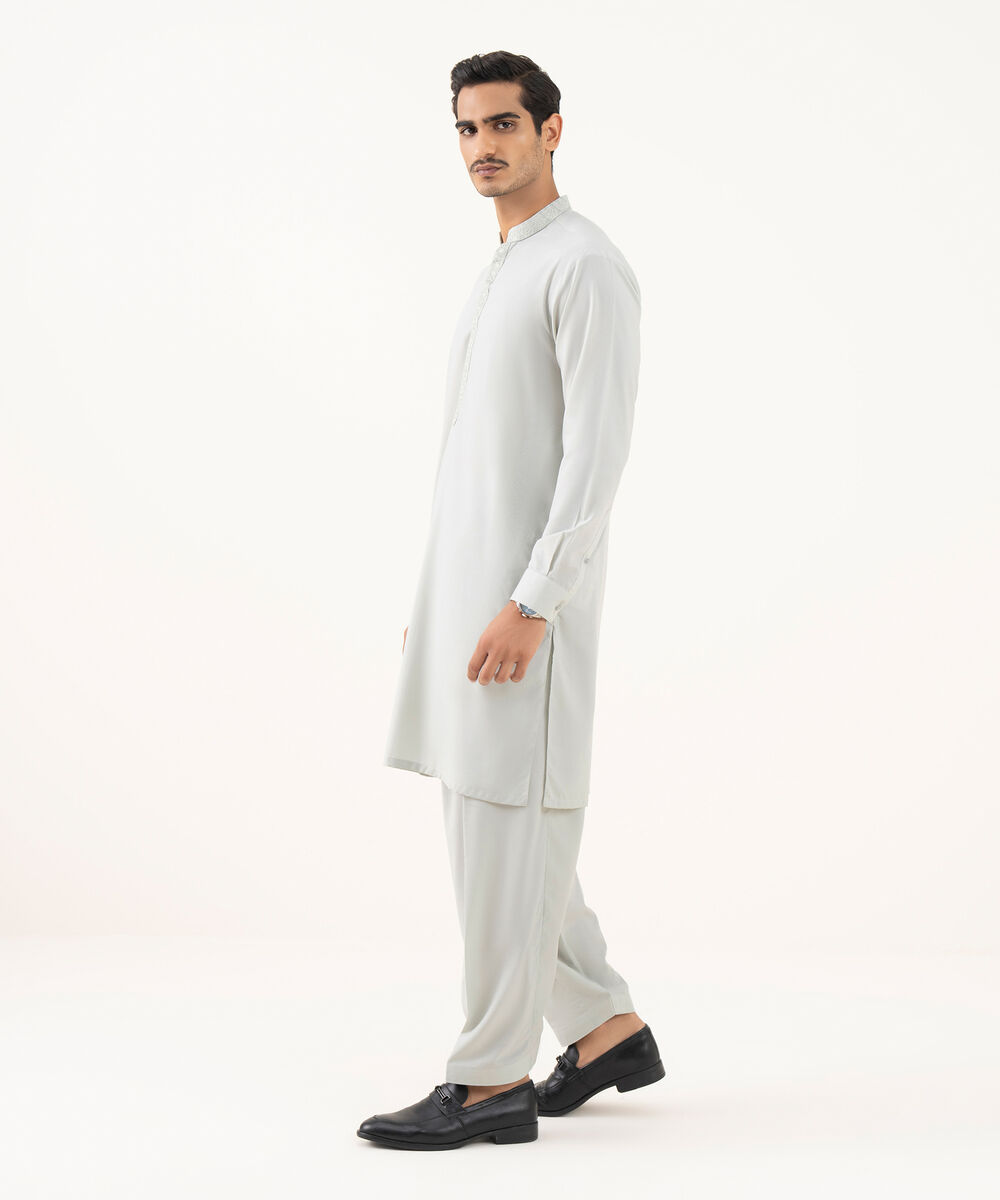 Men's Falak Embroidered Light Sage Kurta Shalwar