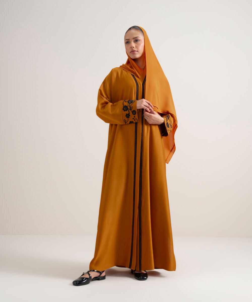 Women's Rust Embroidered Kimono Set