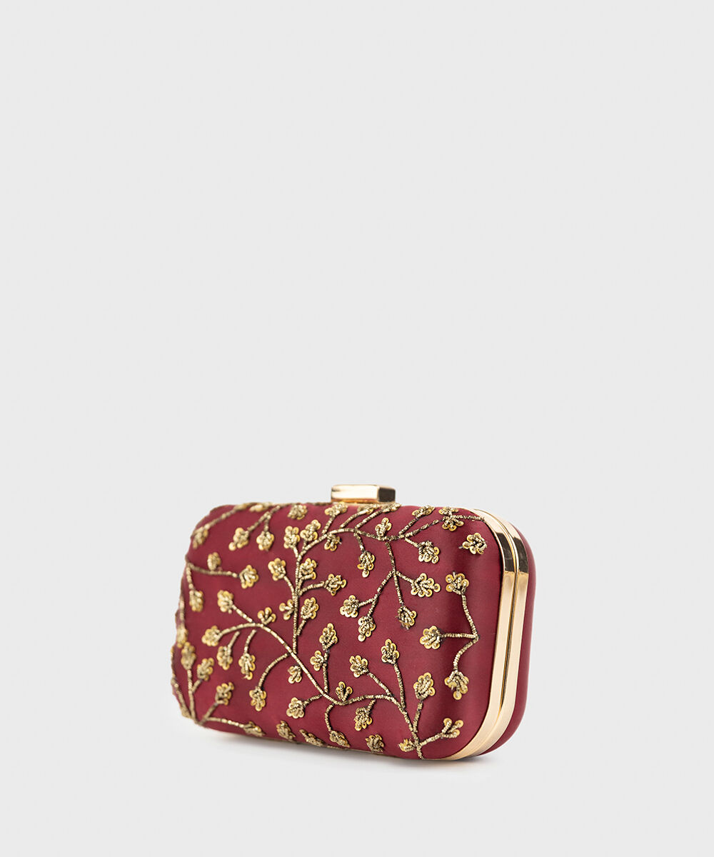 Woman - Red Hand Embroidered Clutch