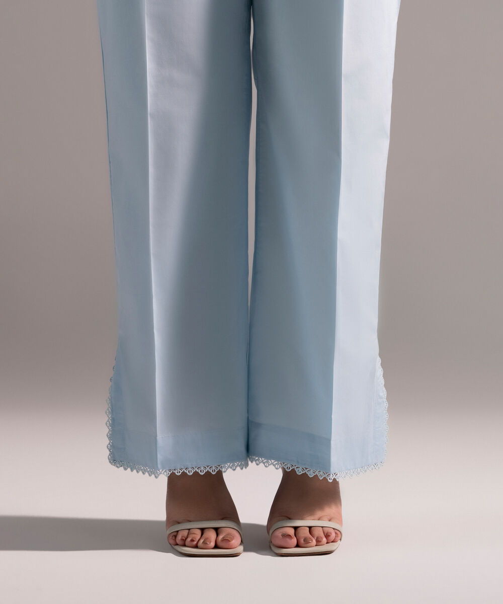 Women's RTW Poplin Solid Blue Culottes