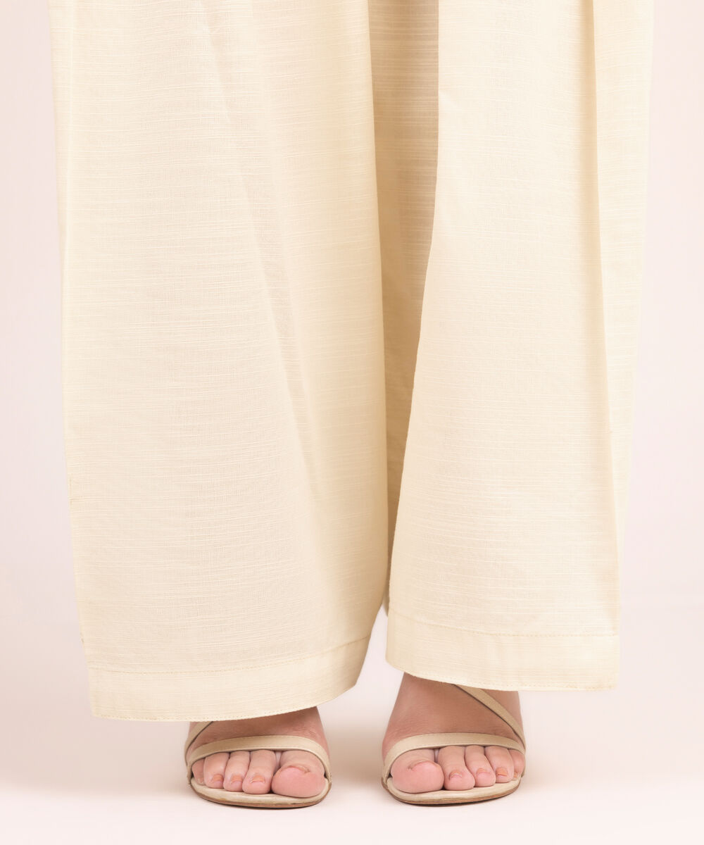 Women's RTW Khaddar Solid Off White Shalwar