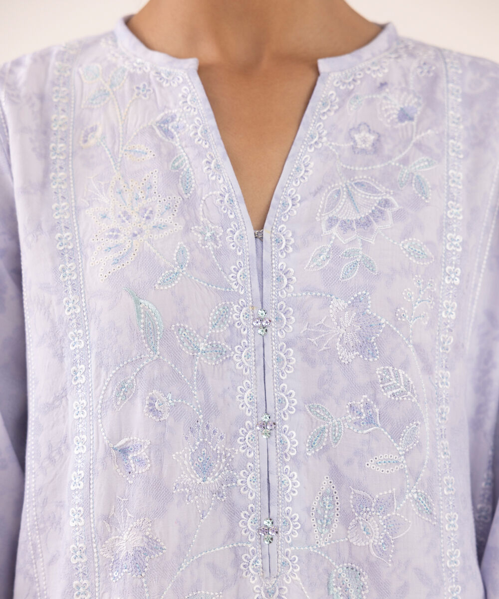 Women's Unstitched Linen Jacquard Dyed Three Piece Suit