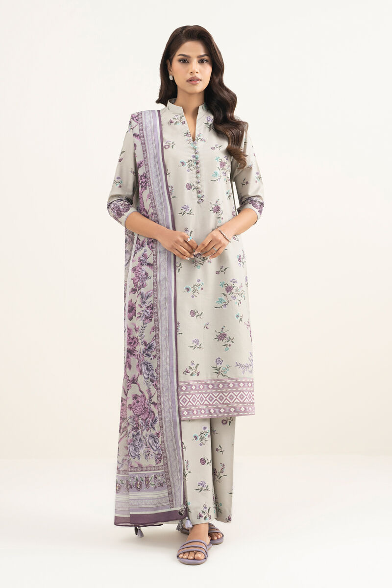 3 Piece - Printed Zari Lawn Suit