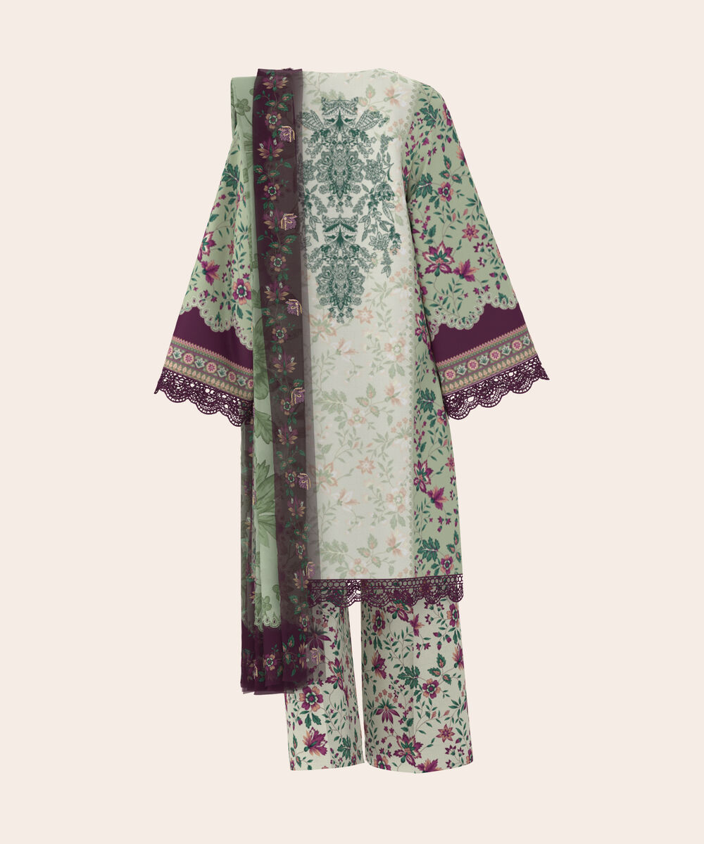 Women's Unstitched Lawn Multi  Embroidered 3 Piece Suit