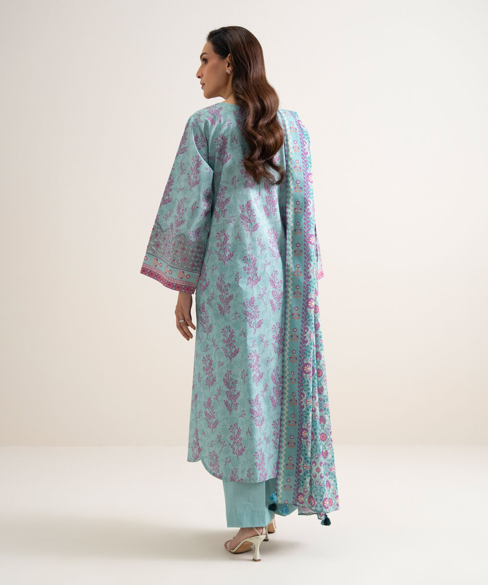 Women's Unstitched Lawn Embroidered Blue