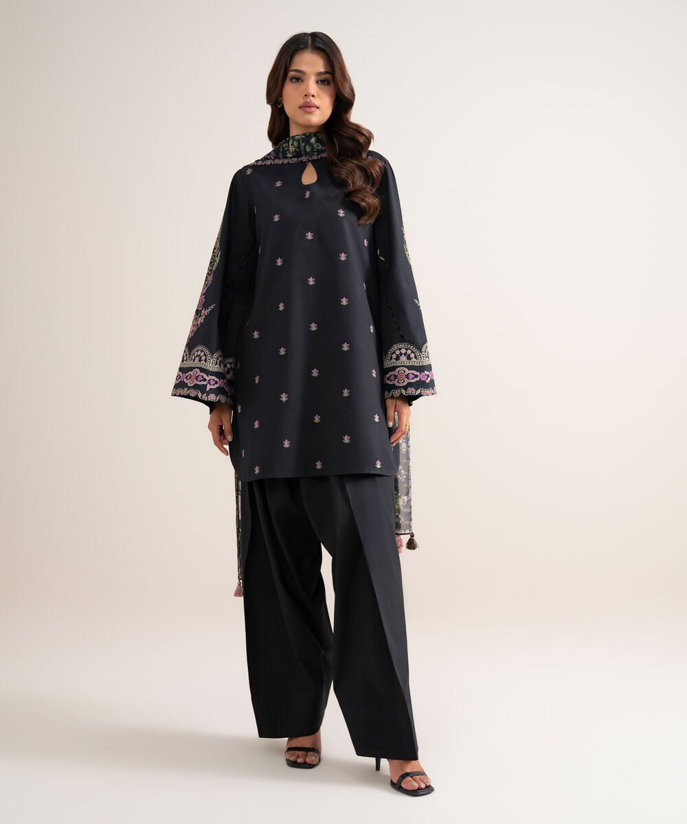 3 Piece - Embroidered Cotton Suit