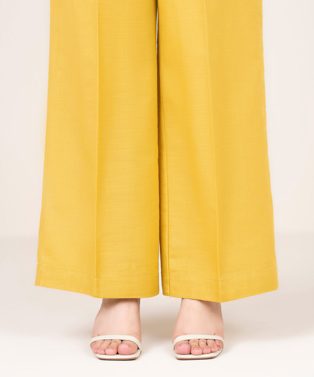 Women's RTW Khaddar Solid Yellow Culottes