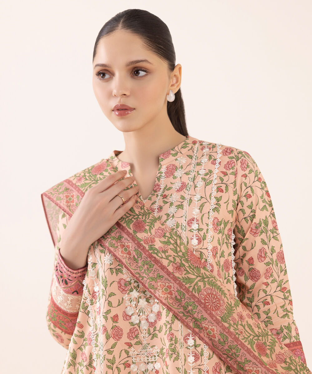 Women's Unstitched Lawn Embroidered Multi Two Piece Suit