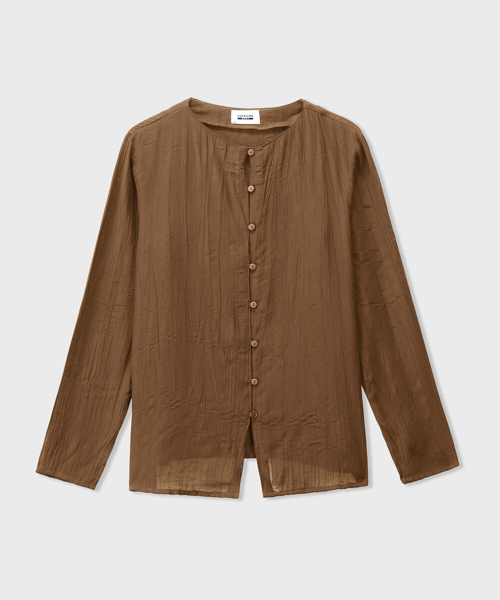 Women's Western Wear Brown Regular-Fit Textured Top