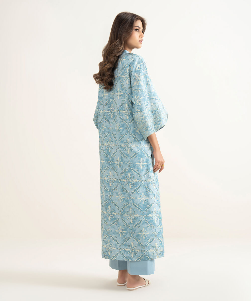 Women's Unstitched Lawn Printed Blue 2 Piece Suit
