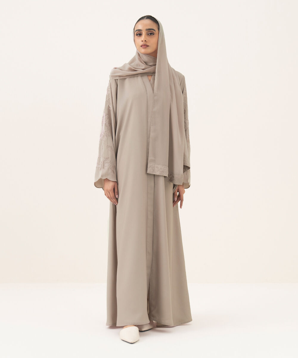 Women's mauve button through Abaya set