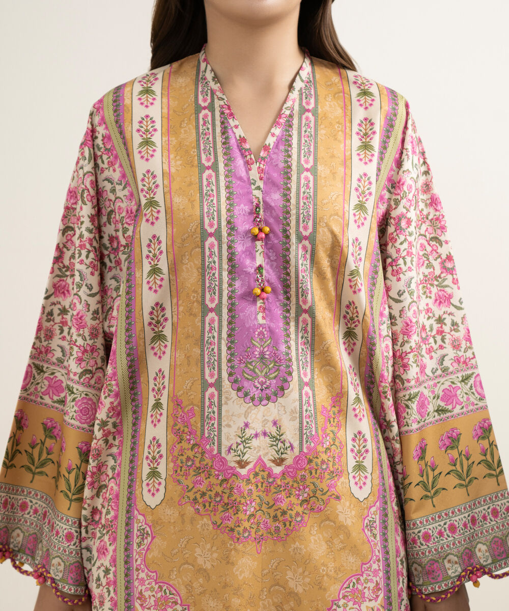 Women's Unstitched Blended Grip Silk Embroidered Multi 3 Piece Suit