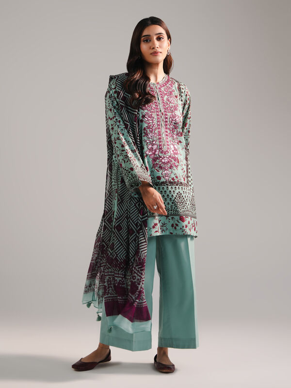 3 Piece - Embroidered Cambric Suit