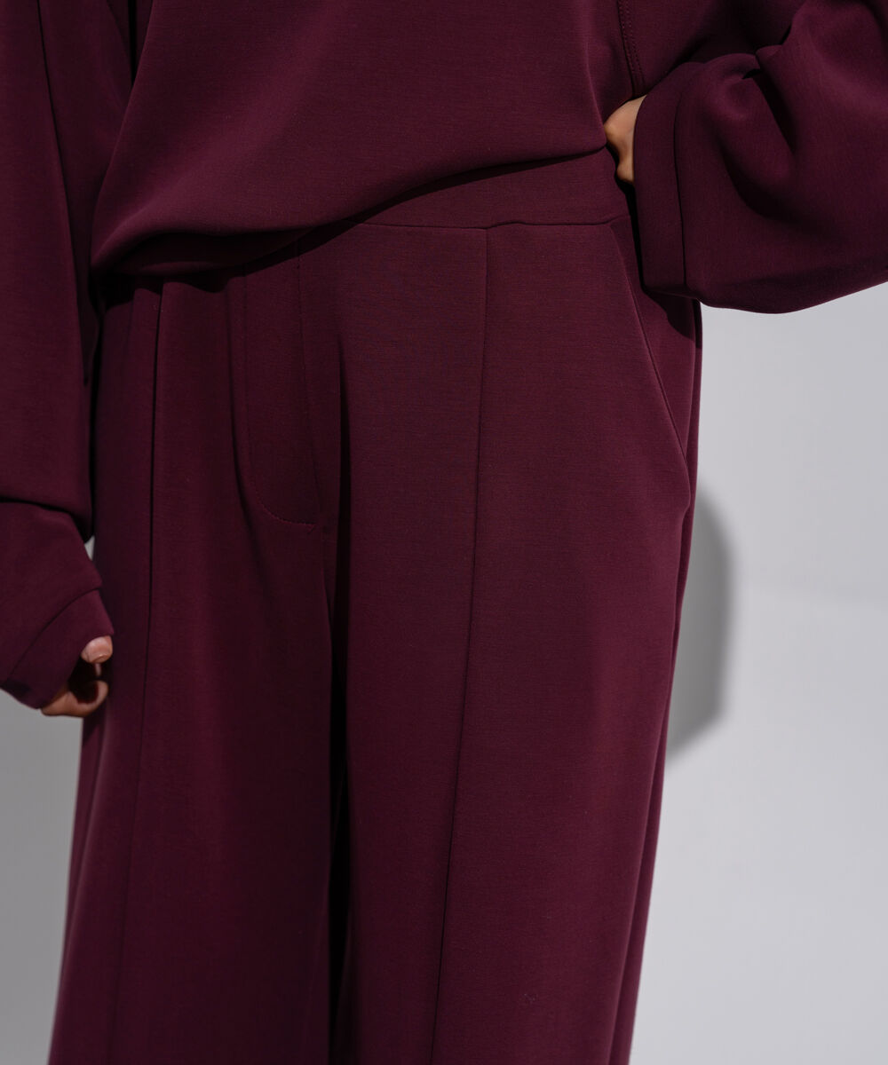 Women's Western Wear Burgendy Soft-Lux Pleated Trousers