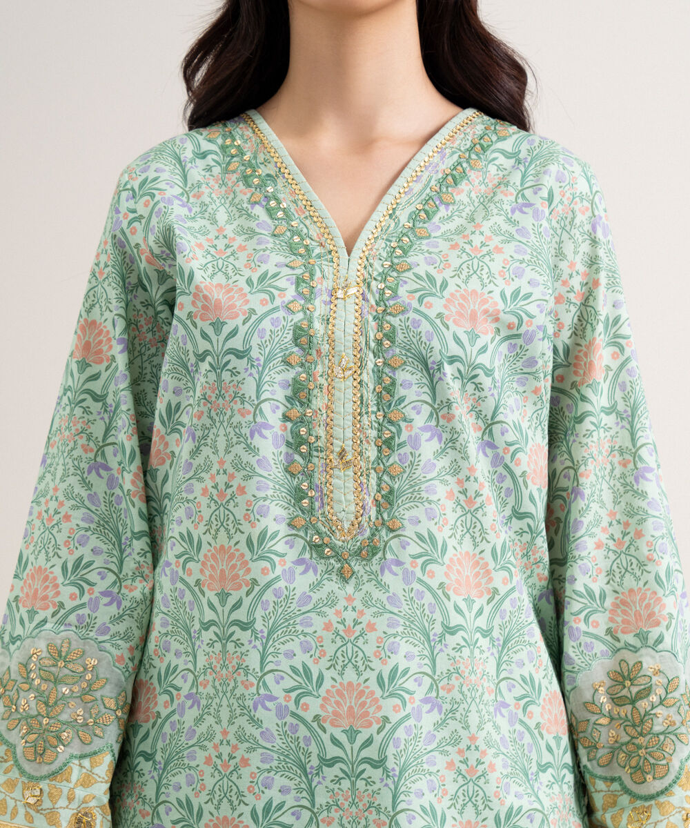 Women's Unstitched Lawn Embroidered Blue