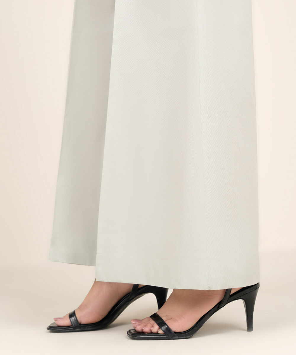 Women's RTW Cambric Solid Grey Flared Pants