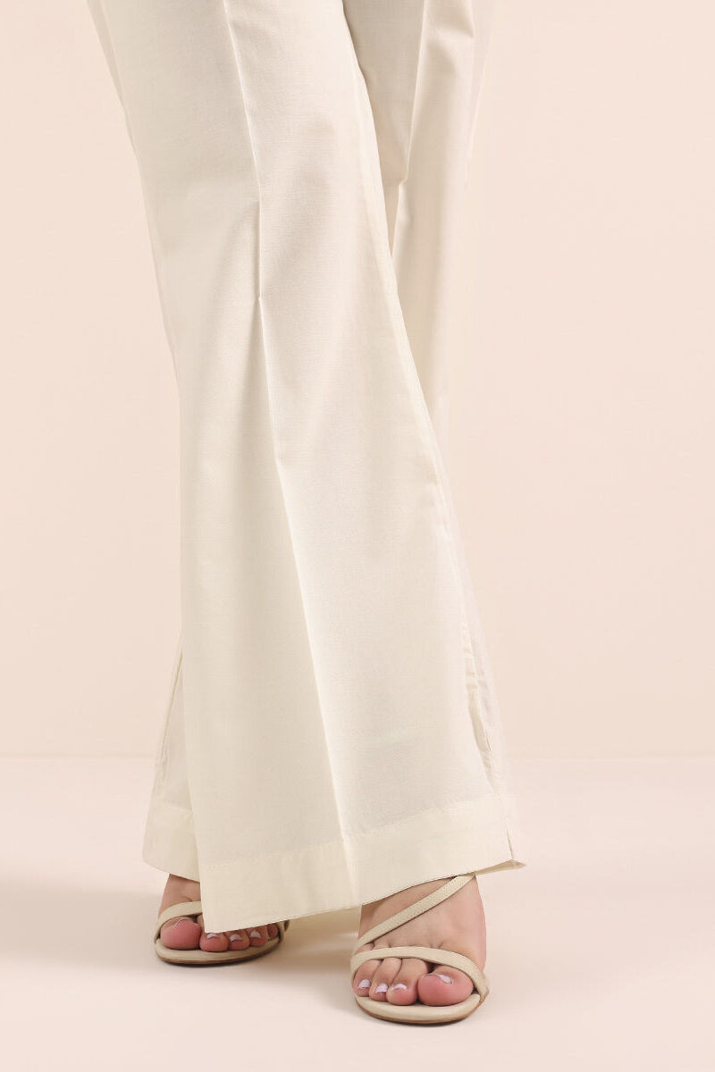 Solid Cambric Boot-cut Pants
