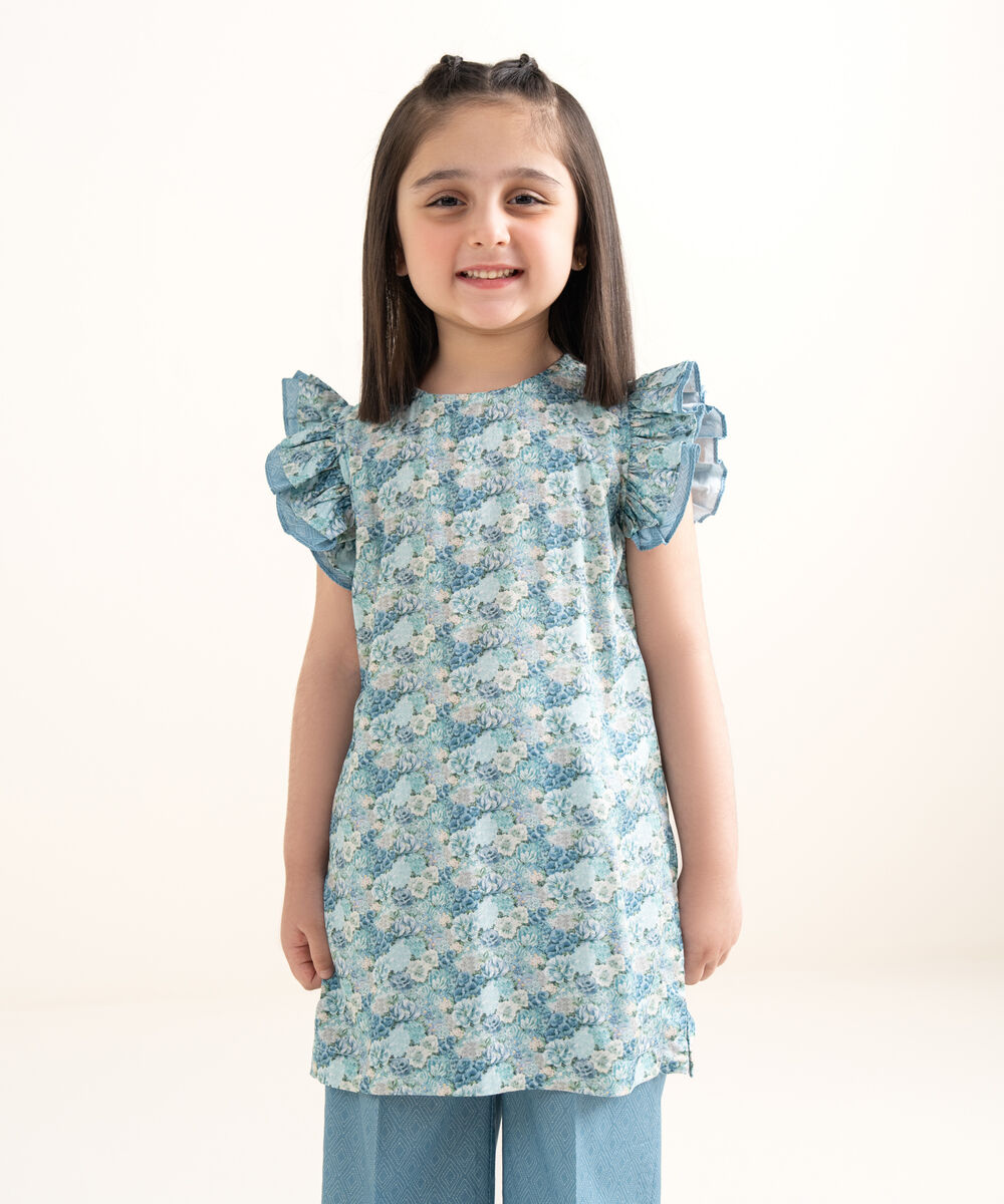 Girls Two Piece Printed Arabic Lawn Suit
