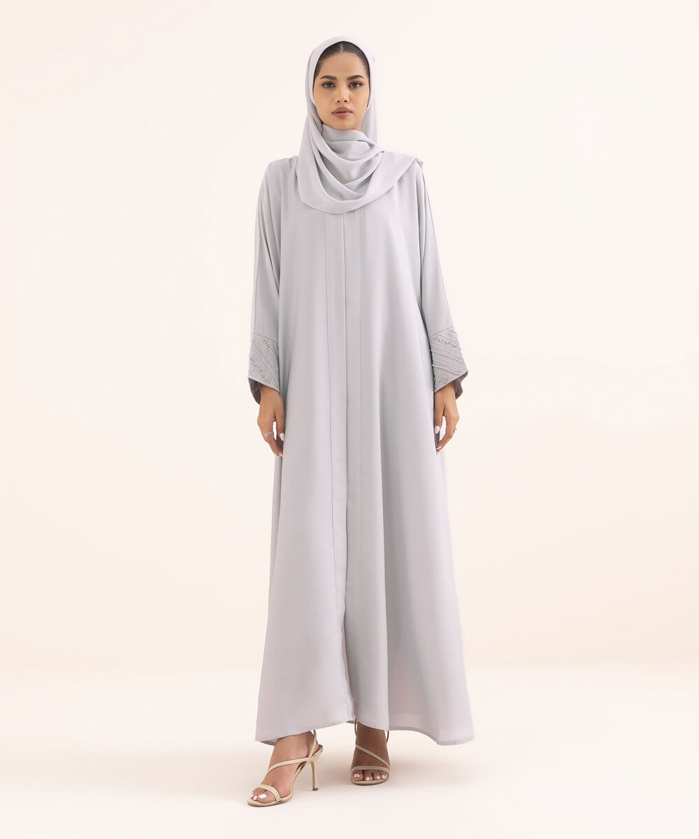Women's Grey Nida Abaya Set