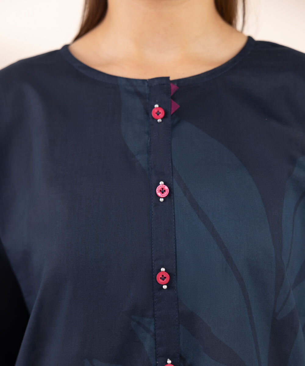 Women's RTW Lawn Blue Printed Boxy Shirt