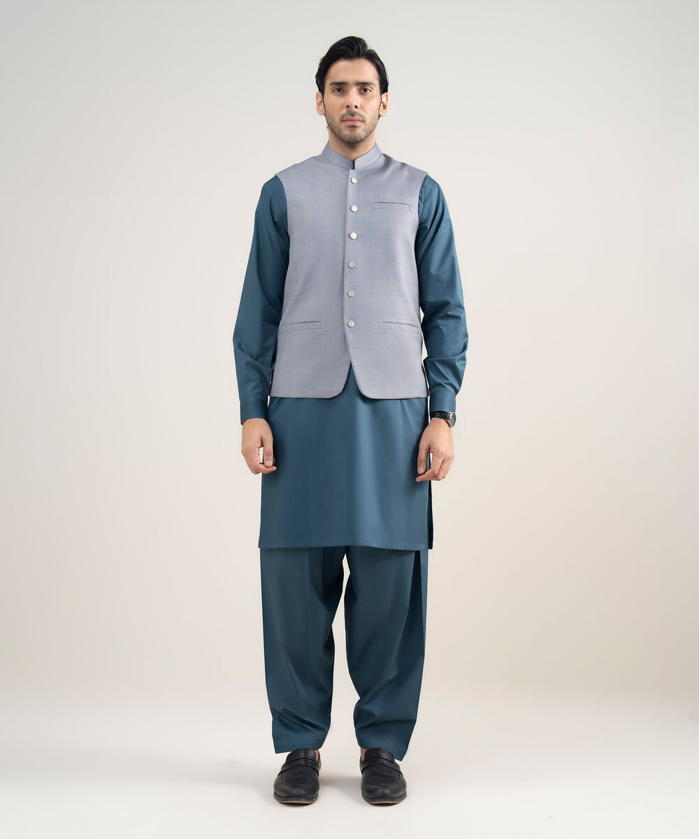 Men's Stitched Premium Suiting Light Grey Waistcoat